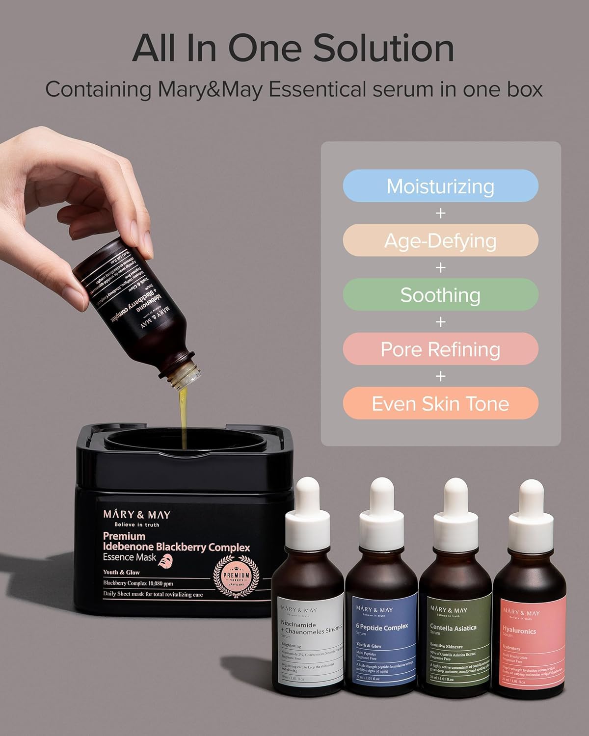 Mary&May - Premium Idebenone Blackberry Complex Essence Mask (250g / 20EA)