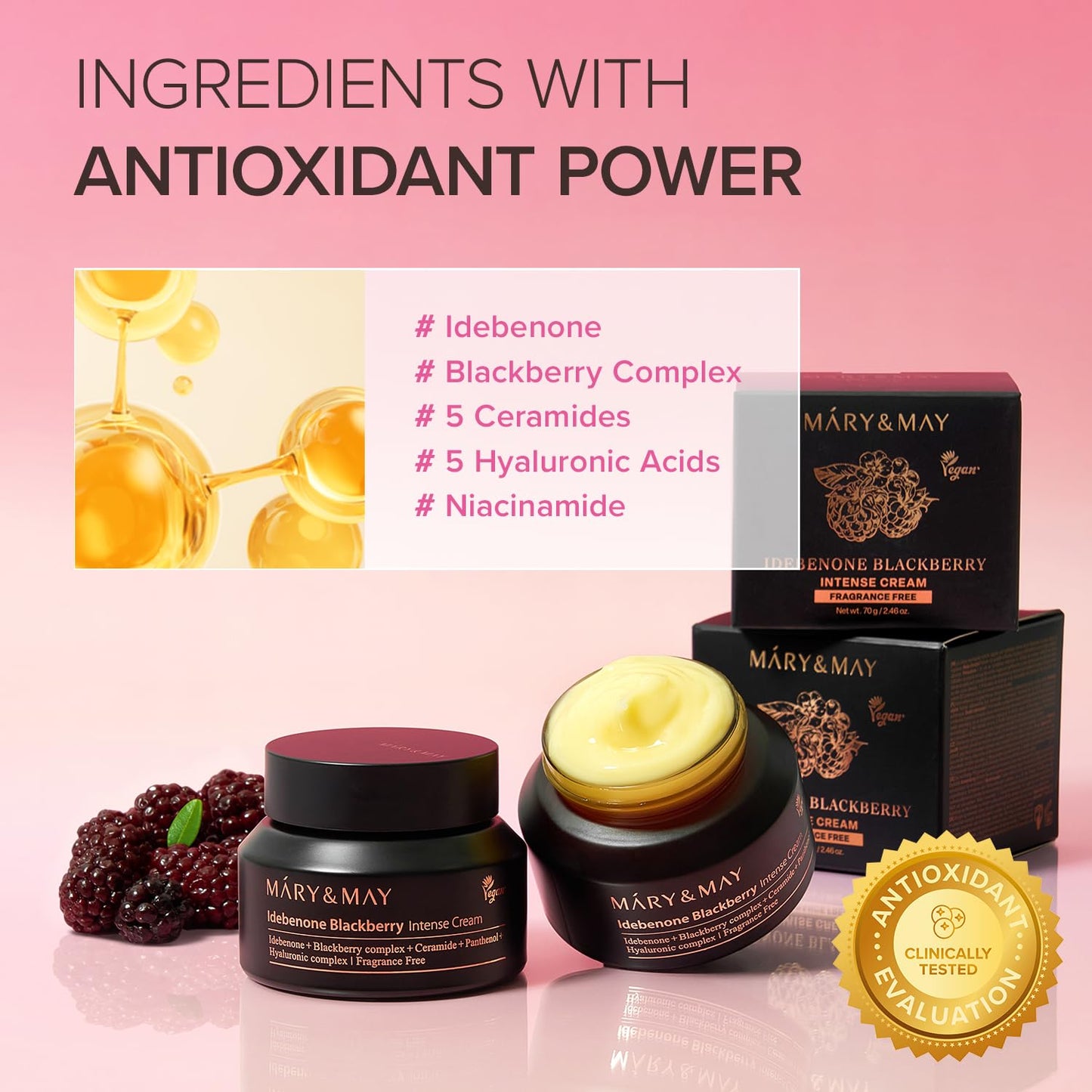 Mary&May - Idebenone Blackberry Intense Fragrance Free Cream (70g)