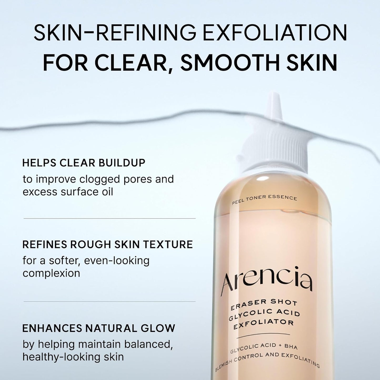 Arencia - Eraser Shot Glycolic Acid 10% Exfoliator + BHA Exfoliating Toner, AHA Liquid Exfoliant (200ml)